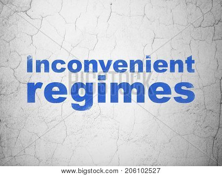 Politics concept: Blue Inconvenient Regimes on textured concrete wall background