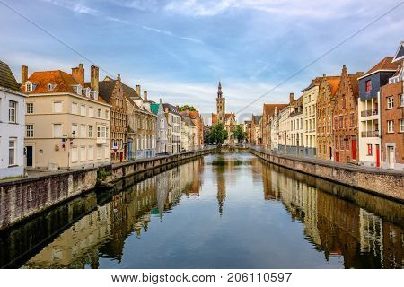 Bruges (Brugge) cityscape with water canal, Flanders, Belgium