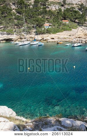 The Calanque de Morgiou one of the biggest calanques located between Marseille and Cassis France
