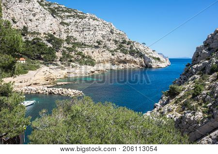 The Calanque de Morgiou one of the biggest calanques located between Marseille and Cassis France