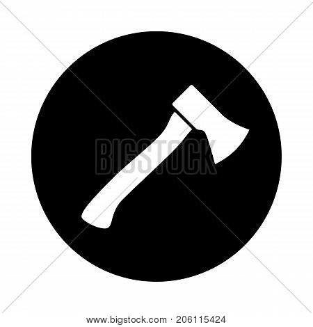 Axe circle icon. Black round icon isolated on white background. Axe simple silhouette. Web site page and mobile app design vector element.