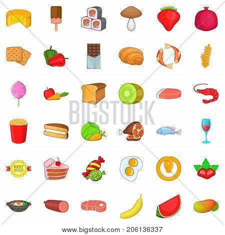 Fried egg icons set. Cartoon style of 36 fried egg vector icons for web isolated on white background
