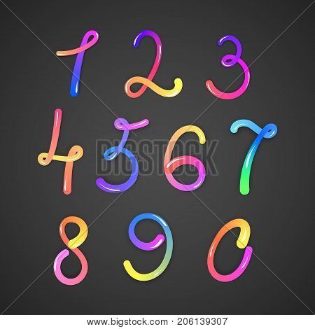 Illustration of colorful numbers on darck basground, vector illustration