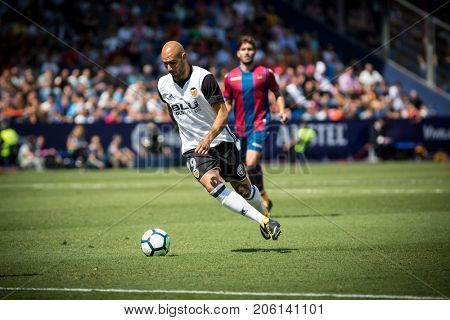 VALENCIA, SPAIN - SEPTEMBER 16: Zaza with ball during Spanish La Liga match between Levante Ud and Valencia CF at Ciutat de Valencia Stadium on September 16, 2017 in Valencia, Spain