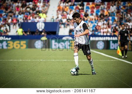 VALENCIA, SPAIN - SEPTEMBER 16: Carlos Soler during Spanish La Liga match between Levante Ud and Valencia CF at Ciutat de Valencia Stadium on September 16, 2017 in Valencia, Spain