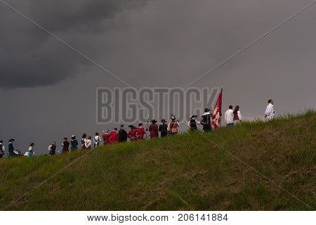 PALMANOVA ITALY - SEPTEMBER 03: Historical Groups dressed in ancient clothes during the historical Reenactment a.d. 1615 on September 03 2017