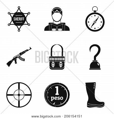 Police stuff icons set. Simple set of 9 police stuff vector icons for web isolated on white background