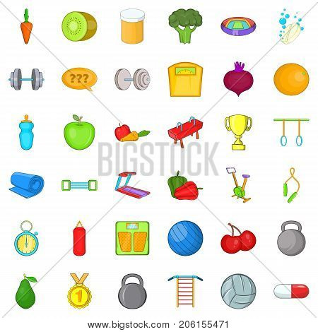 Weight icons set. Cartoon style of 36 weight vector icons for web isolated on white background
