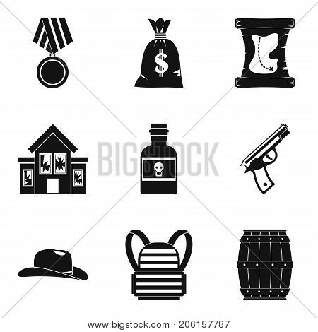 Robbery icons set. Simple set of 9 robbery vector icons for web isolated on white background