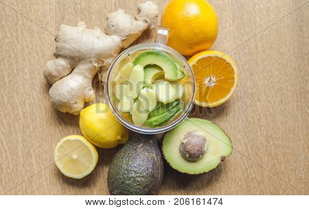 Ginger-avocado Shot Healthy Power- Drink Smoothies