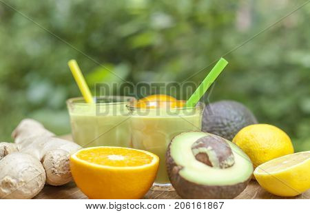 Ginger-avocado Shot Healthy Power- Drink Smoothies