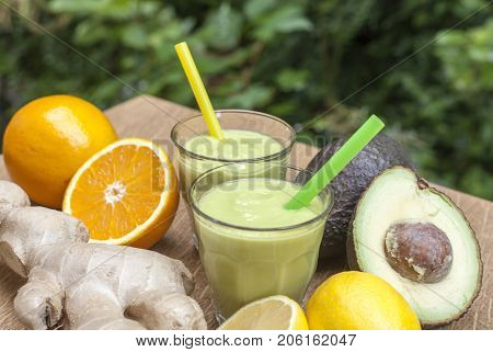 Ginger-avocado Shot Healthy Power- Drink Smoothies