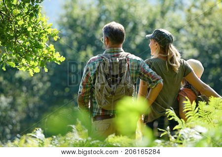 Family on a rambling day in countryside