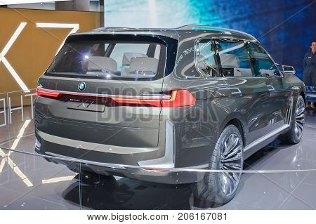 Frankfurt-September 20: World premiere of BMW X7 iPerformance Concept at the Frankfurt International Motor Show on September 20 2017 in Frankfurt