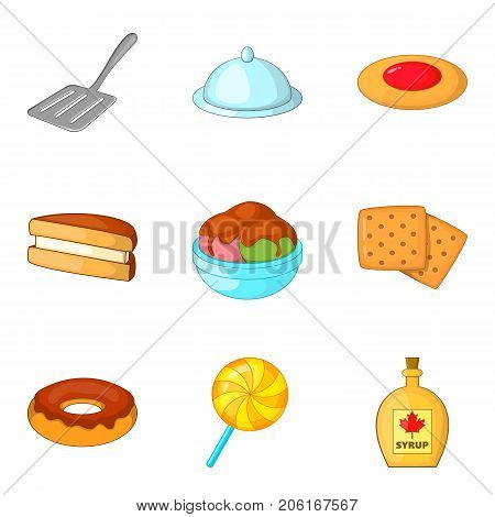 Fritter icons set. Cartoon set of 9 fritter vector icons for web isolated on white background