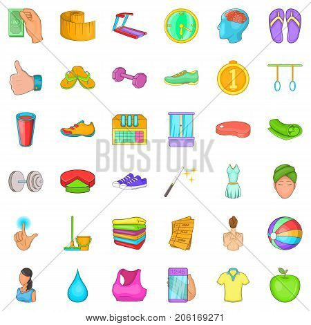 Massage icons set. Cartoon style of 36 massage vector icons for web isolated on white background