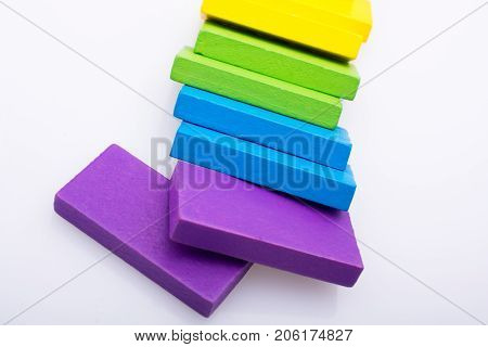 Coorful Domino Blocks On White Background