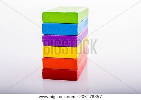 Coorful Domino Blocks On White Background