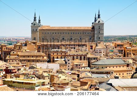 The Alcazar of Toledo in Spain overlooking the old medieval town