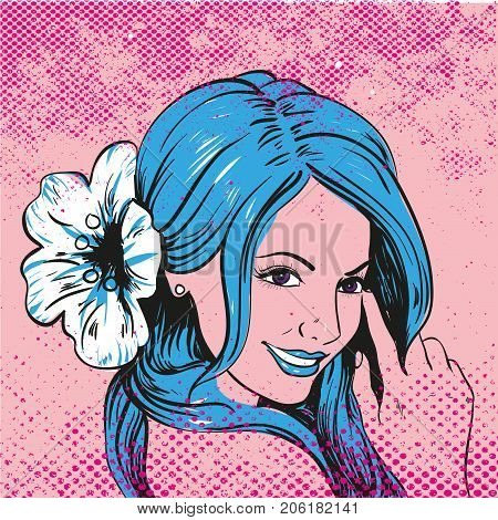 Surrealistic girl with flowers stock vector art