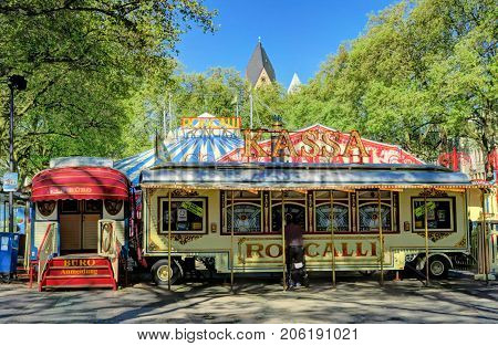 COLOGNE GERMANY - MAY 8 : Roncalli circus in a park on May 8 2016.