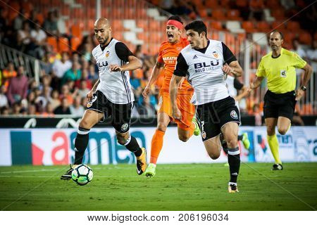VALENCIA, SPAIN - SEPTEMBER 19: Zaza with ball during Spanish La Liga match between Valencia CF and Malaga CF at Mestalla Stadium on September 19, 2017 in Valencia, Spain