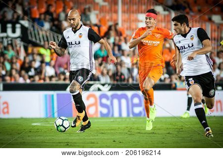 VALENCIA, SPAIN - SEPTEMBER 19: Zaza with ball during Spanish La Liga match between Valencia CF and Malaga CF at Mestalla Stadium on September 19, 2017 in Valencia, Spain