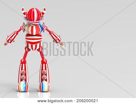3d  rendering. candy robot standing on gray room background.