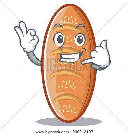Calling baked bread character cartoon vector illustration