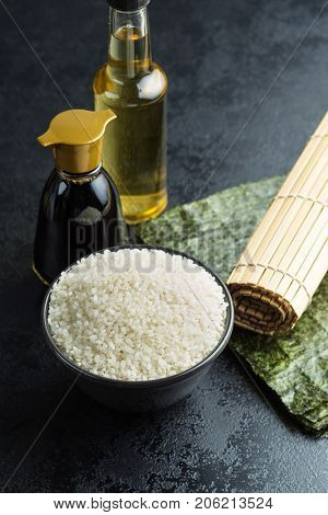 The sushi ingredient. Nori, rice, rice vinegar and soy sauce.