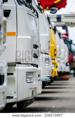 Moscow, Russia - September, 9, 2017: new trucks on a parking near the exebition center 