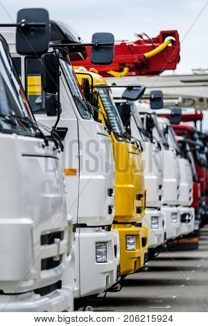 Moscow, Russia - September, 9, 2017: new trucks on a parking near the exebition center 