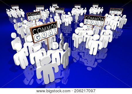 Common Goal People Sharing Same Mission Teamwork 3d Illustration