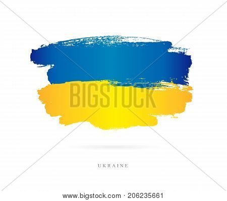 Ukrainian flag. Vector illustration on white background. Beautiful brush strokes. Abstract concept. Elements for design.
