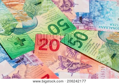 Collection of the new swiss banknotes (issued in 2017)
