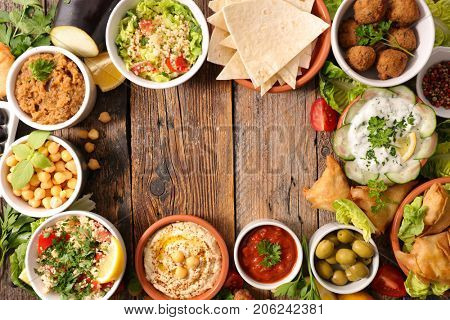 selection of libanese food mezze