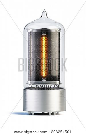 Nixie tube indicator isolated on white - set of decimal digits. Number 1. 3d rendering