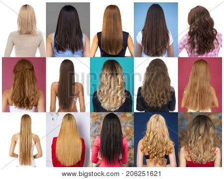 Collage Female hair, rear view
