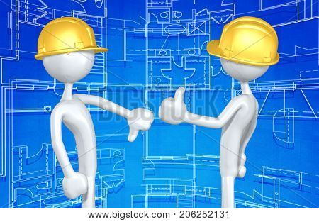 Thumbs Down Thumbs Up The Original 3D Construction Worker Characters Illustration