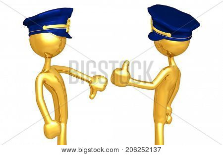 Thumbs Down Thumbs Up The Original 3D Police Officer Characters Illustration