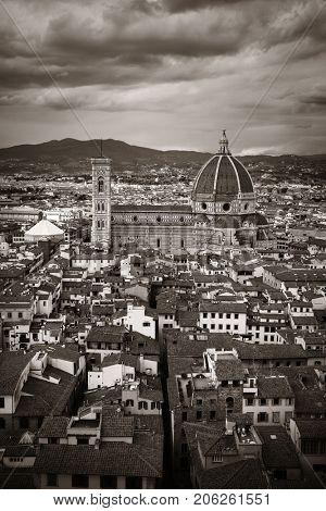 Florence Cathedral viewed from Tower of Arnolfo at Palazzo Vecchio rooftop view