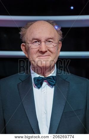 AMSTERDAM, NETHERLANDS - APRIL 25, 2017: Gene Hackman wax statue in Madame Tussauds museum on April 25, 2017 in Amsterdam Netherlands.