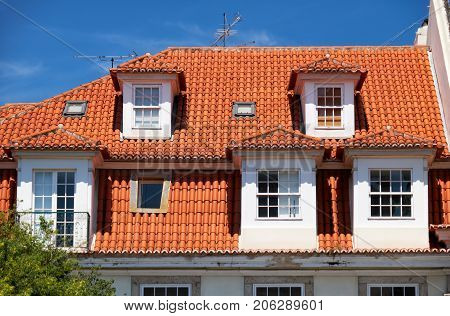 Mansard Roof In Lisbon. Portugal.
