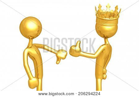 A Character Thumbs Down The King Thumbs Up Original 3D Characters Illustration