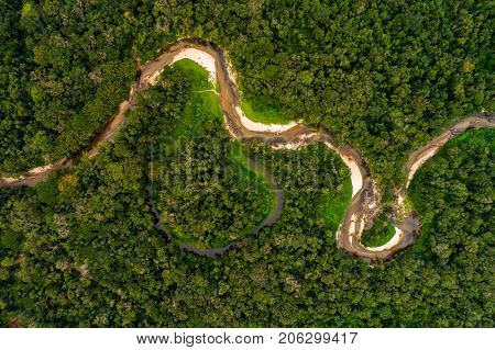 Aerial View of Amazon Rainforest, South America