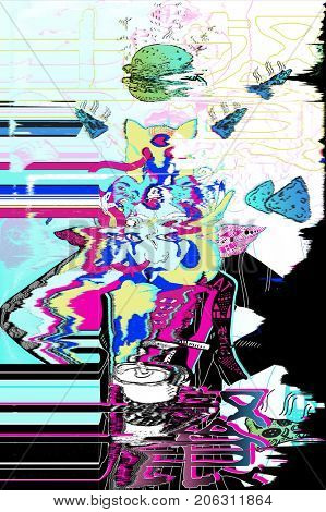 psychedelic abstract glitched background