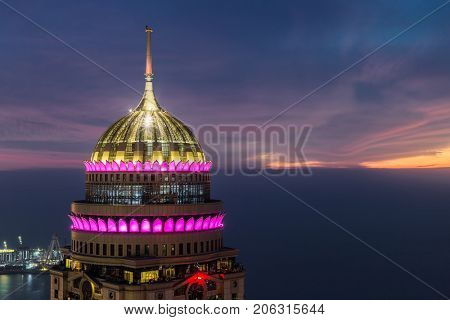 DUBAI, UAE - JAN 15, 2017: Princess tower at night, height of building is 414 m, with 101 floors - this is second tallest residential building in world