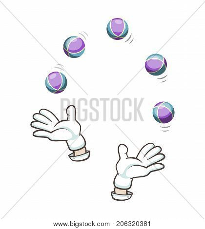 Balls for juggling isolated icon. Illusionist equipment vector illustration in cartoon style.