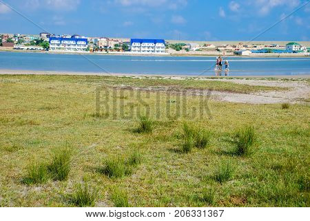 The village Olenevka, liman in summer. Tarhankut. Crimea