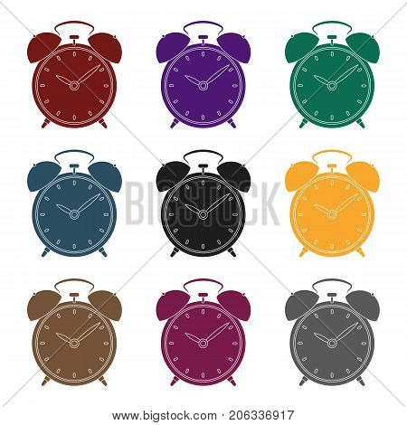 Bedside clock icon in black design isolated on white background. Sleep and rest symbol stock vector illustration.